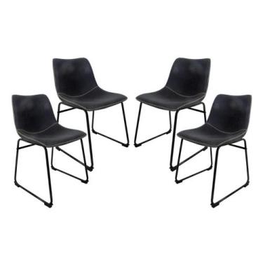Imagem de Kit 4 Cadeiras Munich Preta Para Sala de Jantar Sala de espera - Cadei
