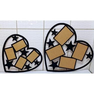 Imagem de Kit 2 painel porta retrato formato coração - CASA RUSTICA