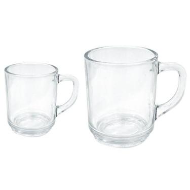 Imagem de Kit 2 Canecas De Vidro Lisa Praticasa Transparente 250ml