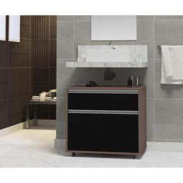 Imagem de Gabinete para Banheiro com Rodízio 60cm 2 Gavetas Safira Inferior - Co