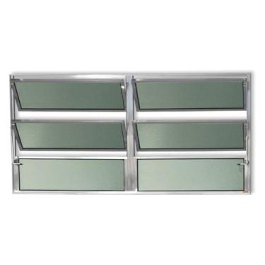 Imagem de Janela Basculante de Alumínio 60x150cm 2 Seções com Vidro Boreal Plus 