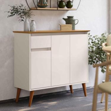 Imagem de Aparador Buffet Sala Veneza 3 Portas 1 Gaveta OffWhite com Freijó - Re