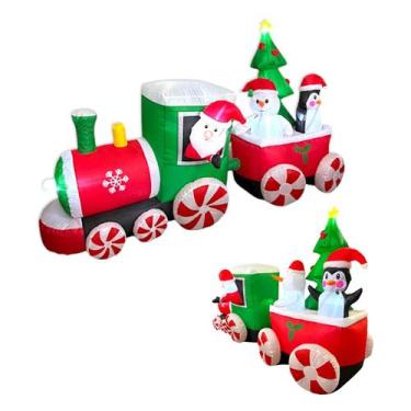 Imagem de Trem Natalino Papai Noel Inflável Luz Decoração Natal 2,30m - Top Nata