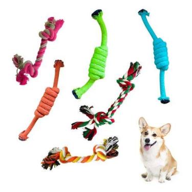 Imagem de Mordedor Corda Dental Resistente Cachorro Atacado 3 Unid. - Bacon Born