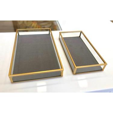 Imagem de Conjunto Bandejas Decor Metal Dourado (2 Peças) - Galeria Morada