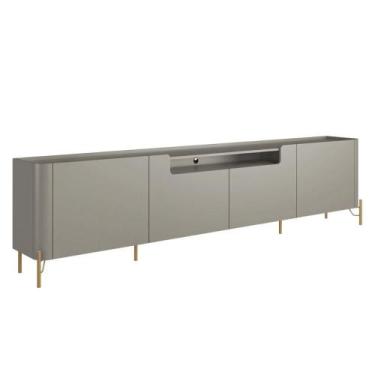 Imagem de Rack com 4 Portas Lisas 220cm para Sala 100% MDF Pés Metal - Casa Lar 