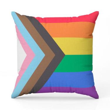 Imagem de Almofada Avulsa Cheia Estampada Bandeiras LGBT Cores 45cm x 45cm com R