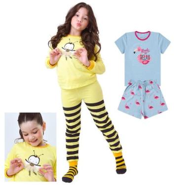 Imagem de  KIT PRONTO 2 Pijamas Infantis Menina 1 ao 10 anos 100% Algodão DETALH