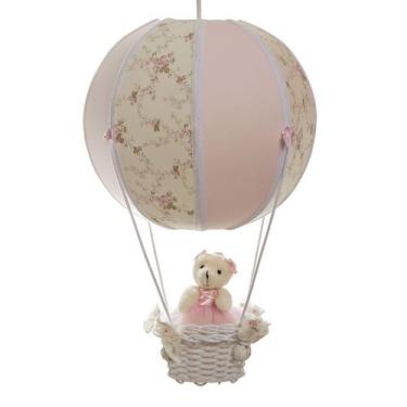 Imagem de Lustre Balão Bolinha Ursa Rosa Quarto Bebê Infantil Menina - Potinho d