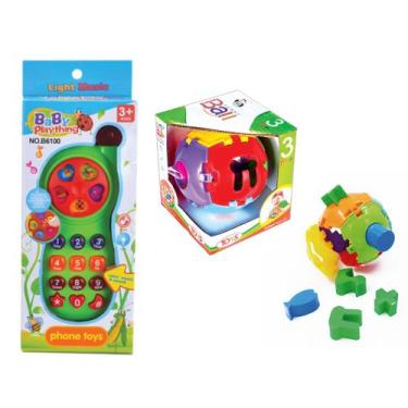 Imagem de Brinquedo Para Bebê Bolinha Monta Desmonta + Telefone com Luz e Som - 