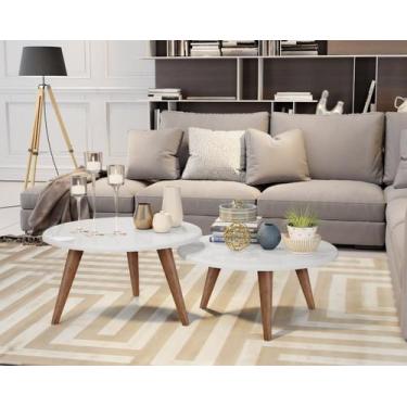 Imagem de Kit 2 Mesa Yumi 45cm Redonda Pé Palito 30cm E 25cm Tripé - Jthome, Bra