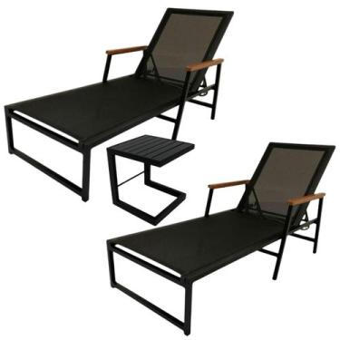 Imagem de Kit 2 Chaise Espreguiçadeira de Piscina de Alumínio com Tela Sling, Ca
