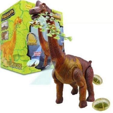Imagem de Dinossauro Eletrônico Bota Ovos Brinquedo Anda Emite Luz Som - toys
