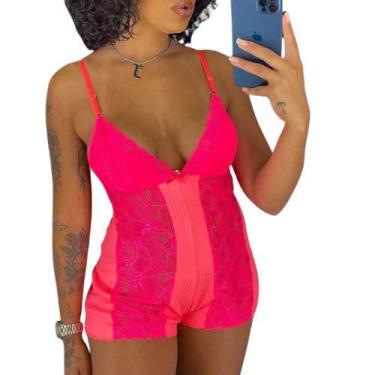Imagem de Pijama Feminino Estilo Macaquinho Em Renda Lingerie - Strin Modas, Var