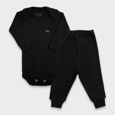 Imagem de Conjunto Body Bebê Manga Longa em Malha Lisa - Baby Duck, M, Preto