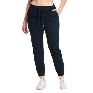 Imagem de Calça Jogger Sarja Feminina Skinny Com Punho S01F - Wooks, G, Azulmari