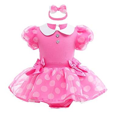 Imagem de FMYFWY Fantasia de princesa Minnie para bebês meninas, Halloween, Natal, festa de aniversário, vestido tutu com faixa de cabeça rosa choque 3-6 meses