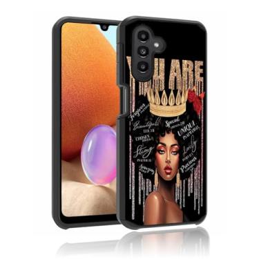 Imagem de BFRKXOCK Capa para Galaxy A13 5G, à prova de choque, antiarranhões, capa de armadura híbrida de camada dupla para Samsung Galaxy A13 5G, citações inspiradoras de mulheres afro-americanas