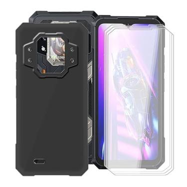 Imagem de HGJTFANY Capa de telefone para Cubot Kingkong X (16,7 cm) com [3 x películas protetoras de vidro temperado], capa ultrafina à prova de choque capa preta de silicone macio para Cubot Kingkong X - preta