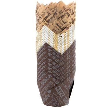 Imagem de Bluesky Copos de cozimento de tulipas com estampa Bon Appetit - (pacote com 150) - Ideal para cupcakes deliciosos, grandes, multicoloridos