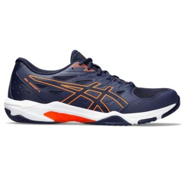 Imagem de ASICS Tênis de vôlei masculino Gel-Rocket 11, Pavão/laranja chocante, 11 Wide