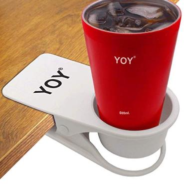 Imagem de YOY Suporte para caneca de café com clipe grande para mesa de escritório em casa com clipe para bebidas, bebidas, refrigerante, xícara de café, design com clipe para pires, branco