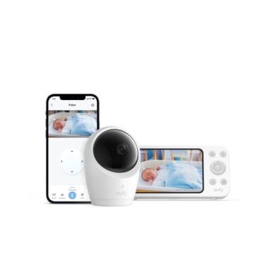 Imagem de Eufy Baby Monitor E20 com câmera 2K, Wi-Fi híbrido e sem conexão Wi-Fi, controle de aplicativo e monitor, visão noturna ultra-clara, panorâmica, zoom 4 ×, câmera portátil com bateria embutida, ANR,