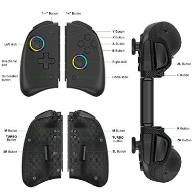 Imagem de Switch Controller for Switch/OLED Switch Lite, Wireless L/R Switch Pro Controller Joypad with 8 Colors Adjustable LED, Motion Controls, Vibration Feedback, Turbo, Macro and Wake-up Function