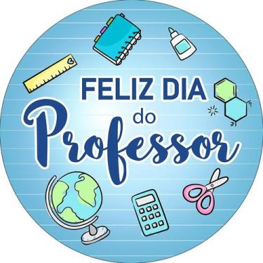 Imagem de Painel De Festa Redondo 1,50x1,50 - Dia dos Professores Azul 082 - Via