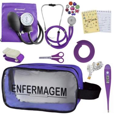 Imagem de Kit Academico Enfermagem Esfigmomanometro Aparelho de Pressao Estetosc