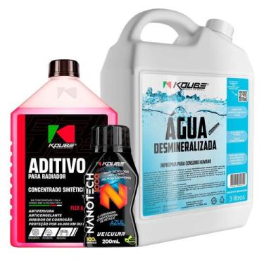 Imagem de Kit de Cuidados para Radiador Água Desmineralizada + 3 Aditivos Conc. 
