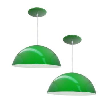 Imagem de Kit 2 Luminária Pendente Meia Lua 40cm Interior Branco Brilho Fiação 1