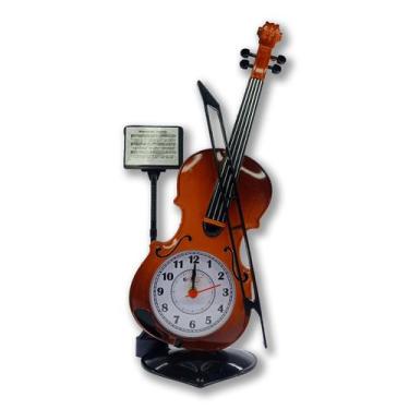 Imagem de Relógio Despertador de Mesa Decorativo de Plastico Violino - Elite 