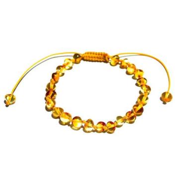 Imagem de Pulseira e Tornozeleira Regulável (18cm) Âmbar Báltico Mel Polido - Âm
