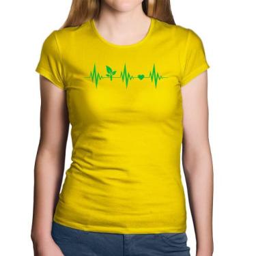 Imagem de Baby Look Algodão Batimentos Vegano - Foca na Moda, Amarelo, GGG