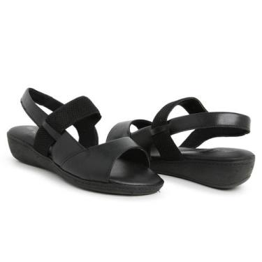 Imagem de Sandália Anabela Feminina Anatômica Confortável Salto Baixo 188 Preto 