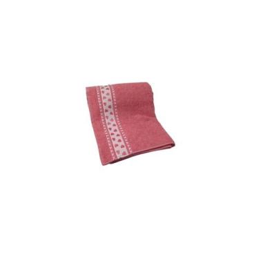Imagem de Toalha De Rosto Felpuda Jacquard Premium Corações Döhler, Salmão 9916