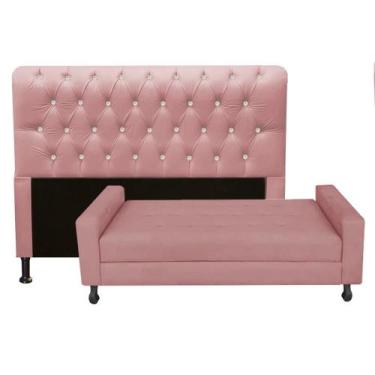 Imagem de Kit Félix com Cabeceira Lady com Strass 1,95 cm King Size Baú Quarto S