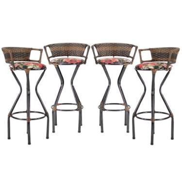 Imagem de 4 Banquetas Charme em Ferro e Fibra Sintética para Balcão, Bar  - Coag
