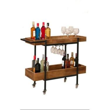 Imagem de Adega/Carrinho Dubaí Estilo Industrial Madeira Maciça - Gran Decore