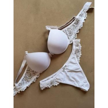 Imagem de Conjunto de calcinha e sutiã branco de renda - Fabricação propria, Bra
