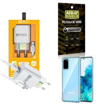 Imagem de Kit Carregador Turbo + Capinha Samsung S20 + Película 3D - HRebos
