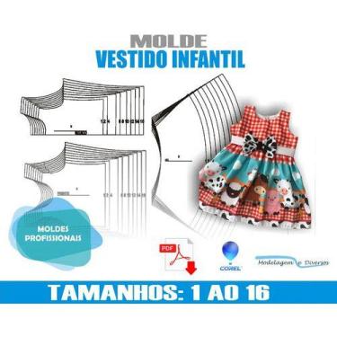 Imagem de Molde Vestido Inf Modelagem 2 Ao 16 Por Correios - Modelagem e Diverso