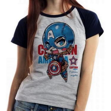 Imagem de Baby look blusa feminina ou Camiseta unissex Capitão América - Empório