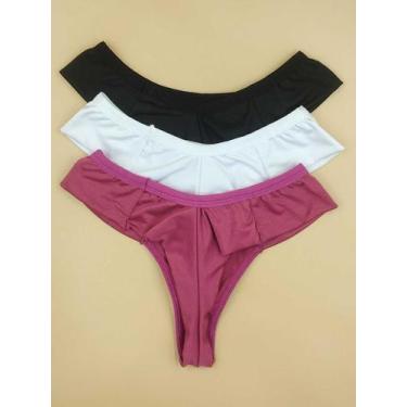 Imagem de Kit Com 8 Calcinhas Fio Duplo Rendado Fio Dental Poliamida Básica Core