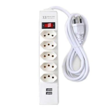 Imagem de Extensão Elétrica 5 Tomadas 3 Metros Bivolt Com Entrada Usb - Xzhang, 
