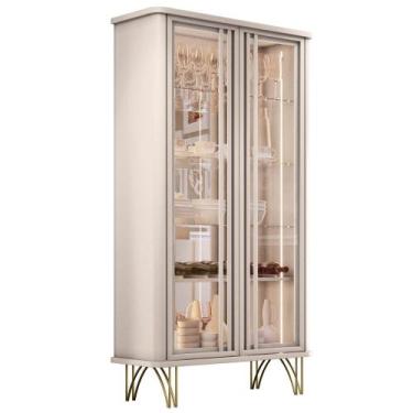 Imagem de Cristaleira de Vidro com Espelho Alvora H01 Off White - Mpozenato - HB