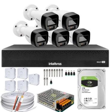 Imagem de Kit 05 Câmeras Intelbras VHD 1220B Full Color Dvr 8ch 1008-c C/hd 1TB