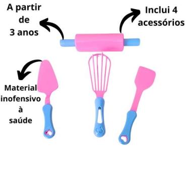 Imagem de Kit Brinquedo Cozinha Infantil 4 Peças Casinha Confeiteiro Zucatoys