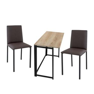 Imagem de Kit manicure ciplafe dubai 1 mesa carvalho dob  2 cadeiras, Marrom-cla